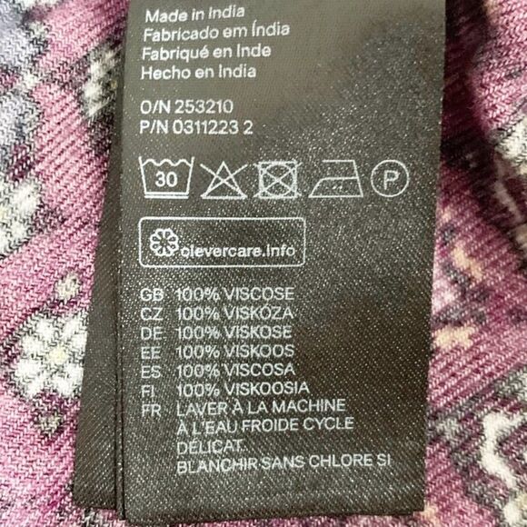 H&M Divided Boho Shirt Dress Pink Purple Print Size 12 - Picture 3 of 7